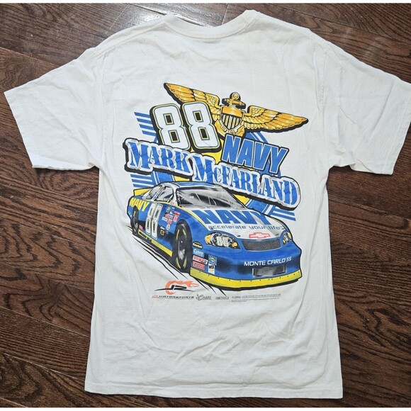NASCAR Mark McFarland T Shirt L Driving Racing Navy Chase Authentics 2006 White - Picture 1 of 8